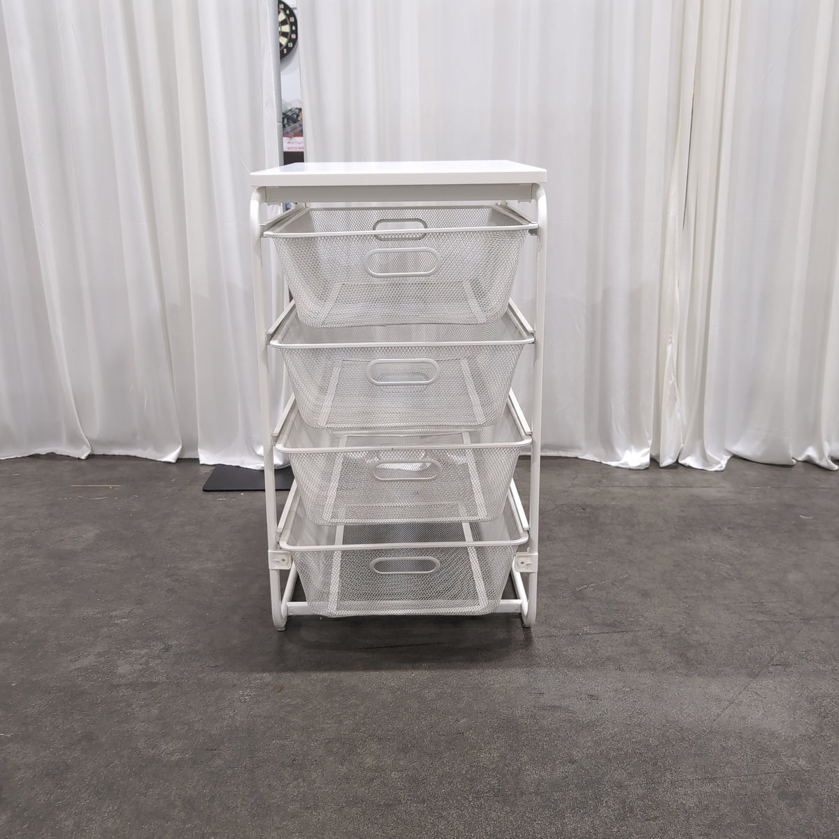 White Metal Five-Drawer Storage Cart