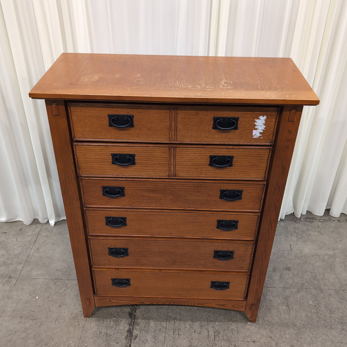 Five-Drawer Wood Dresser with Black Pulls
