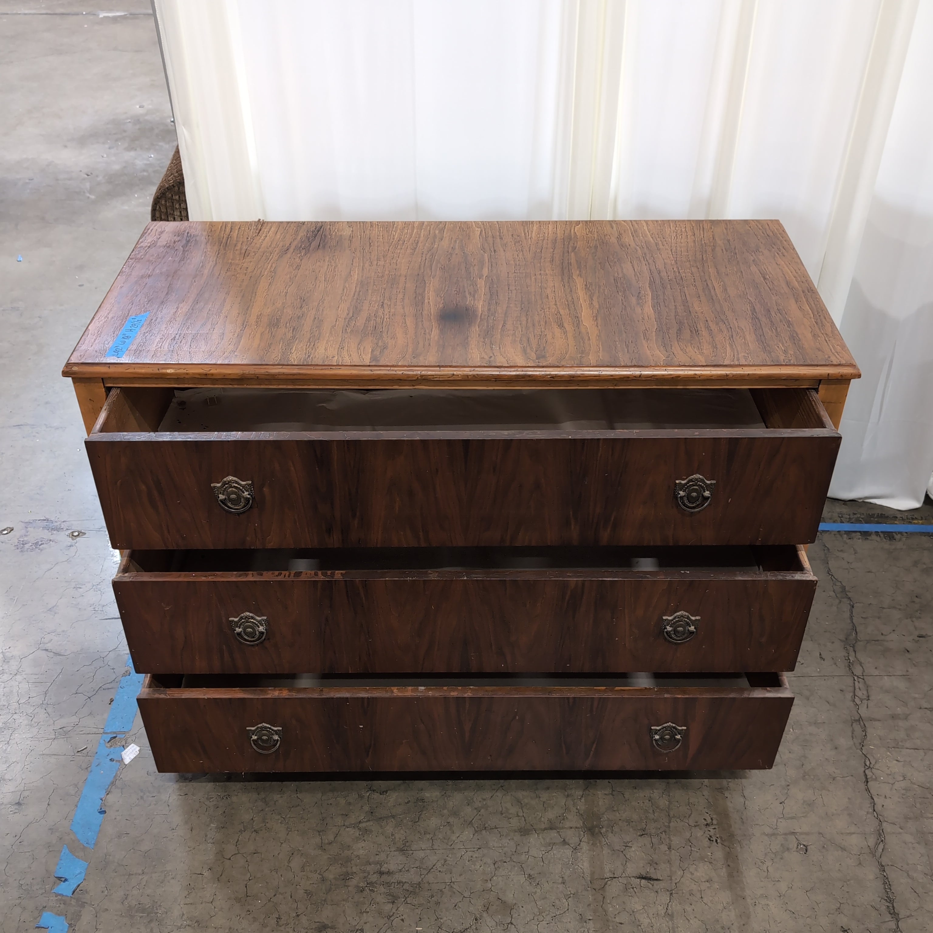 Vintage Style Wood Three-Drawer Dresser in Brown Stain