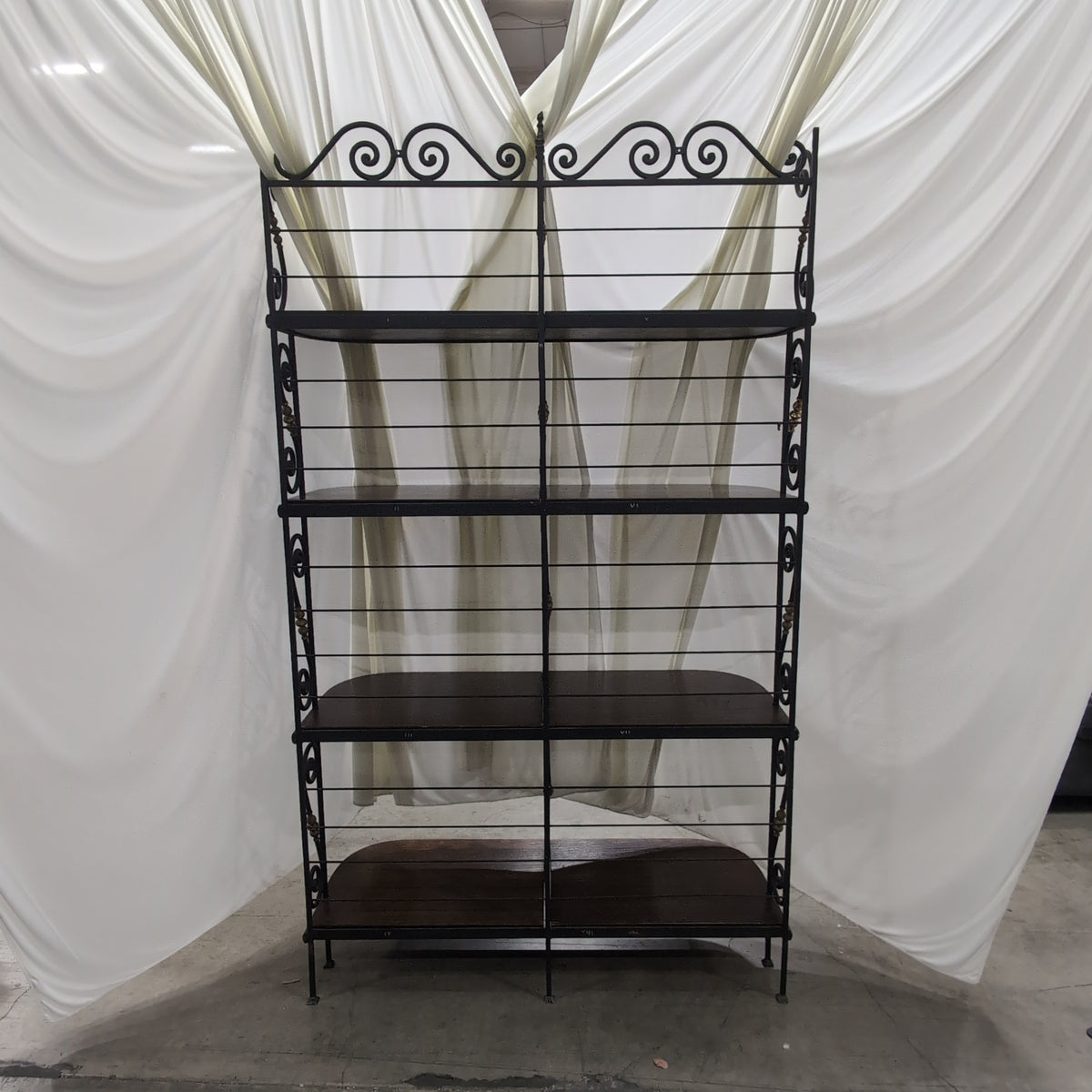 Ornate Black Metal Four-Tier Baker's Rack