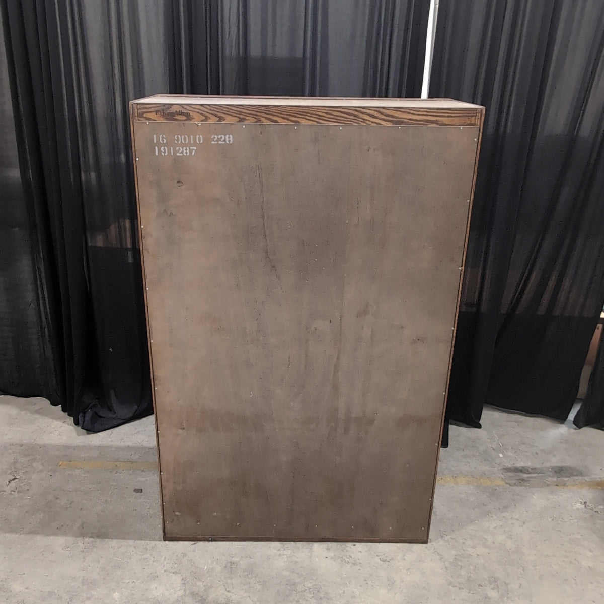 Brown Wood Grain Bookcase with Decorative Crown Molding