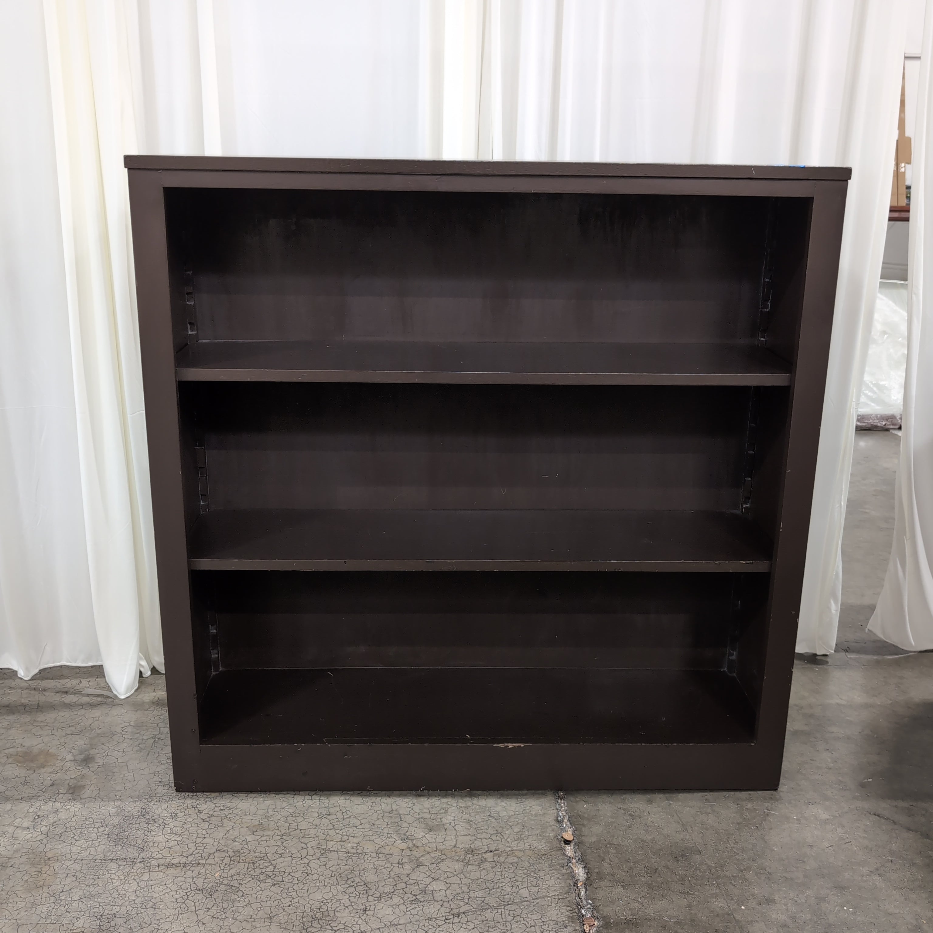 Dark Brown Three-Shelf Bookcase in Wood-Tone Finish
