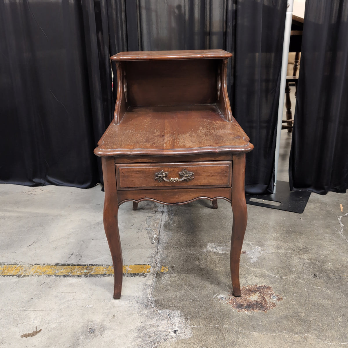 Traditional Brown Wood End Table with Two Tiers