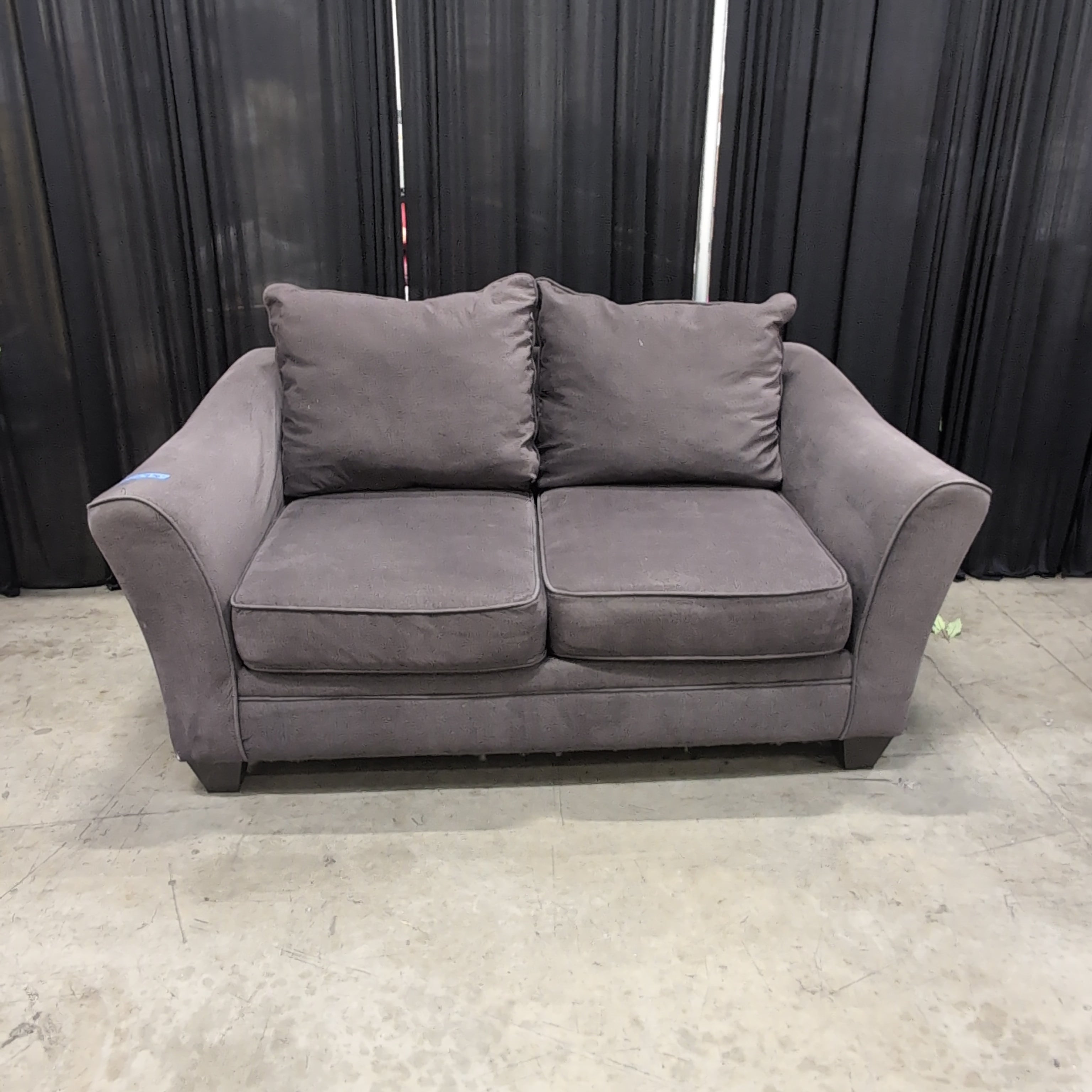 Textured Grey Fabric Loveseat