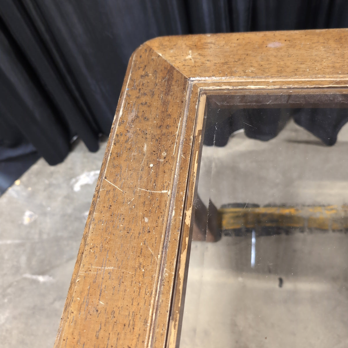 Light Wood Square Coffee Table with Glass Top
