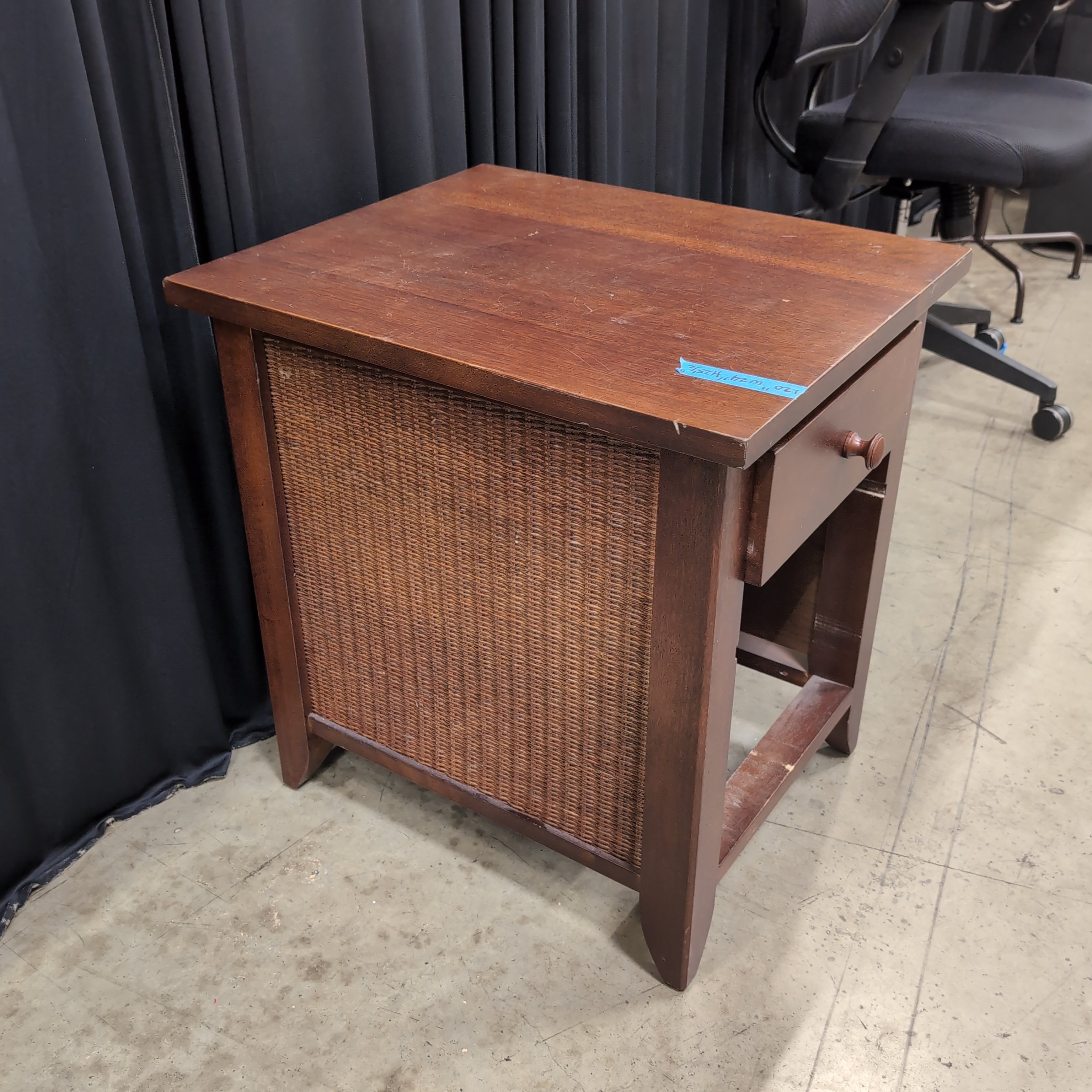 Cherry Tone Wood Nightstand with Single Drawer