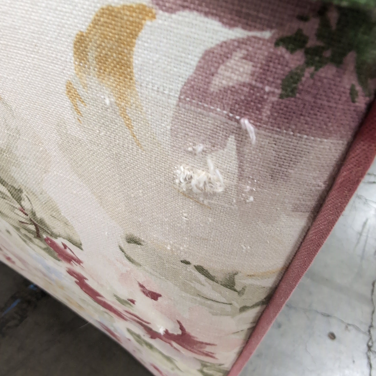 Chintz Floral Rolled Arm Armchair and Ottoman Set