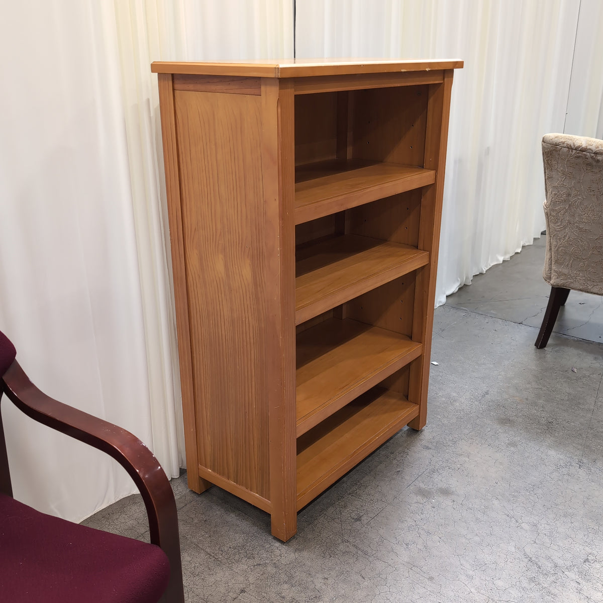 Light Brown Wood Five-Shelf Bookcase