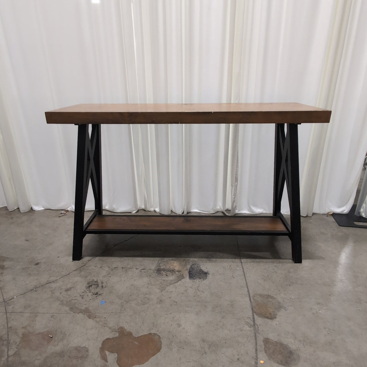 Industrial Style Wood and Metal Bench