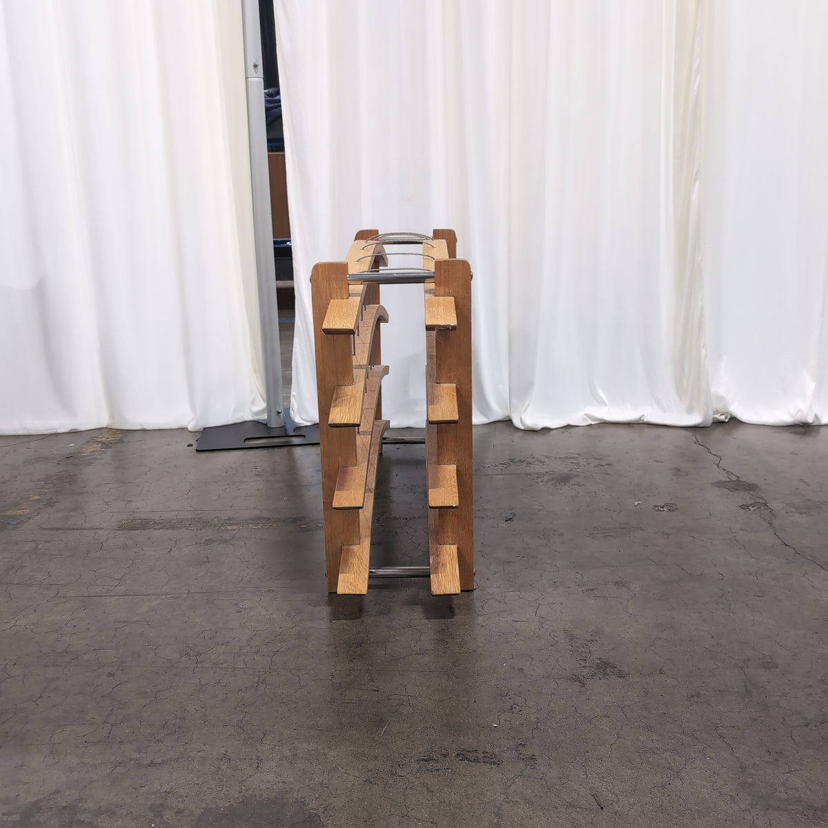 Natural Wood Multi-Tier Wine Rack with Metal Wires