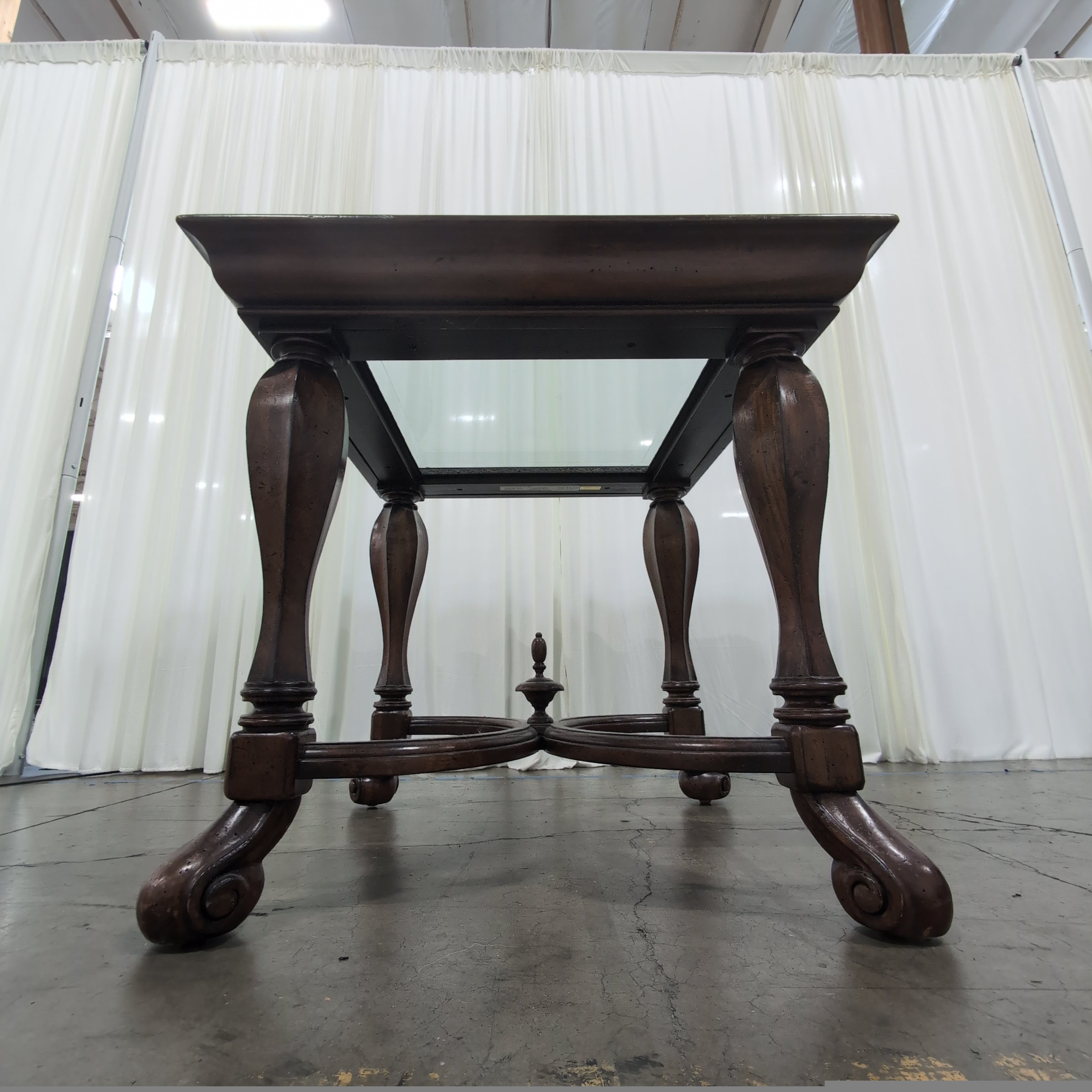 Dark Wood Square Coffee Table with Glass Top