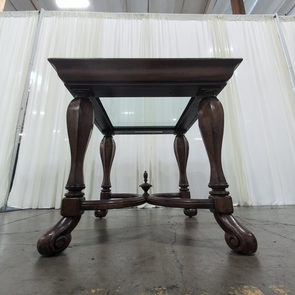 Dark Wood Square Coffee Table with Glass Top