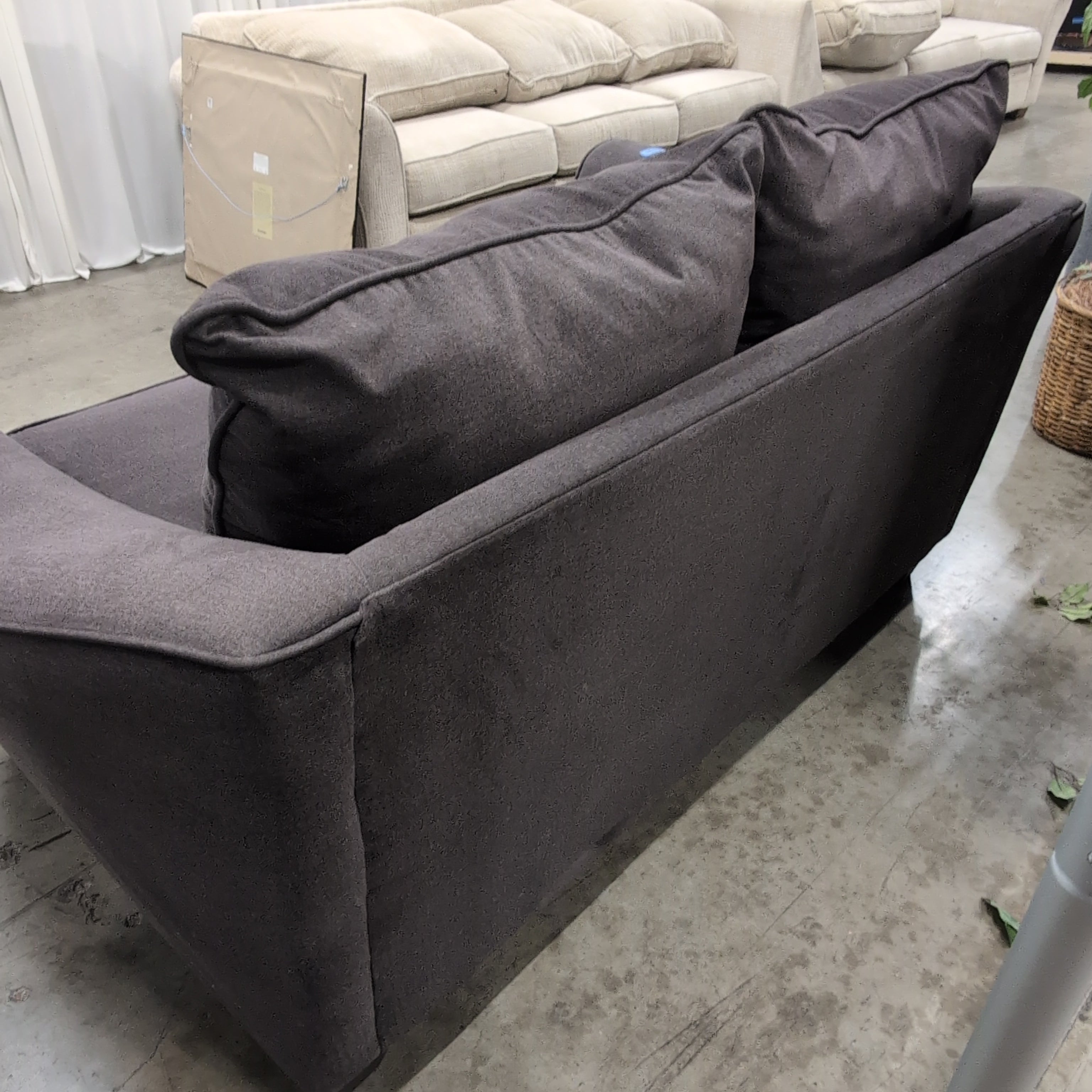 Textured Grey Fabric Loveseat