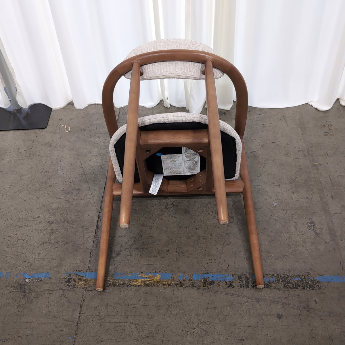 Pair of Mid-Century Style Wood Dining Chairs with Upholstered Seats