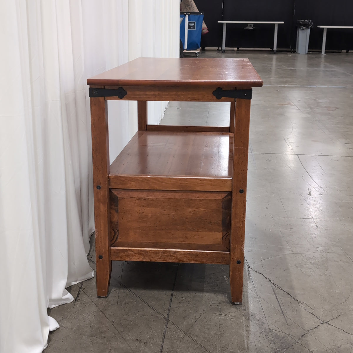 Cherry-Stained Wood End Table with Lower Shelf