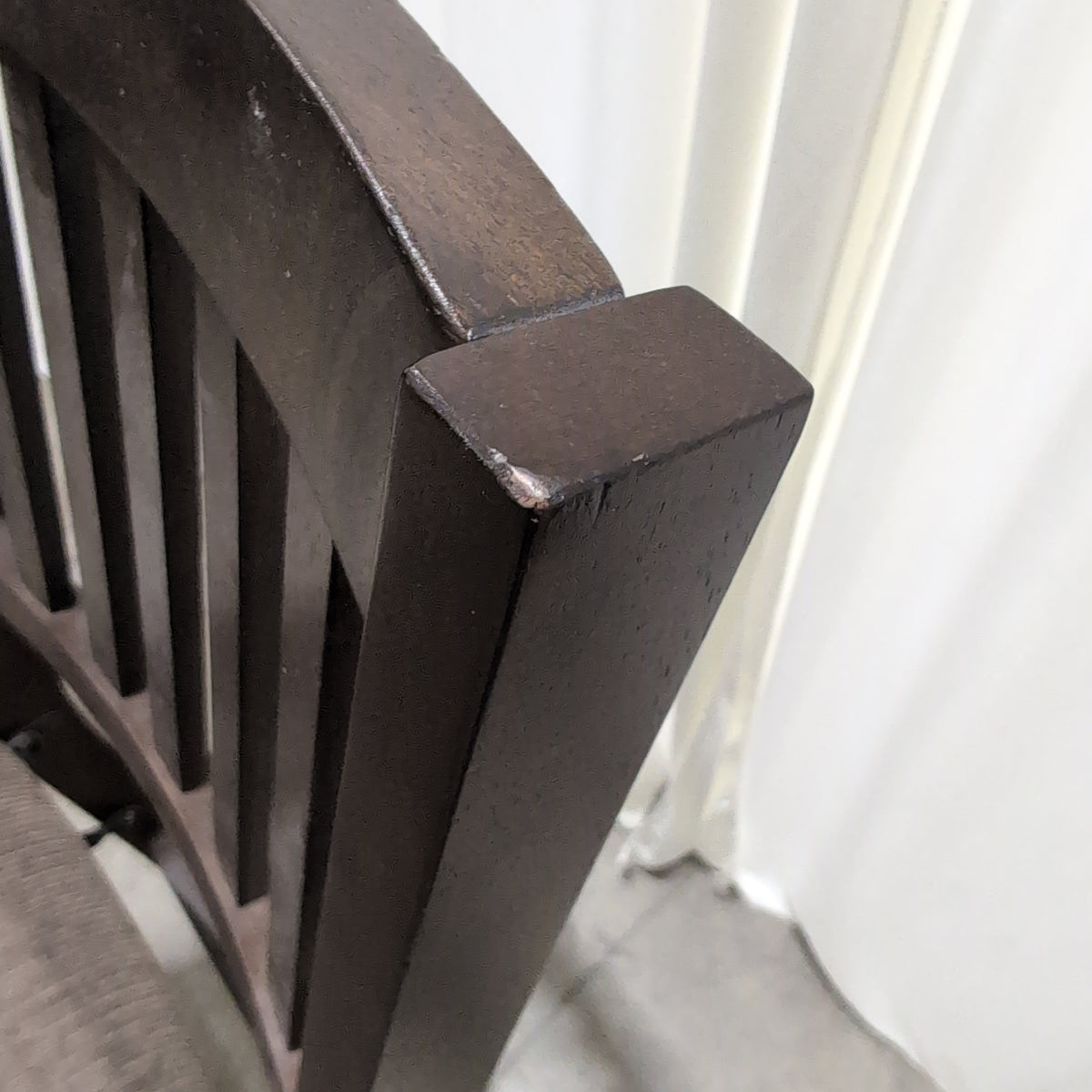 Dark Wood Slat Back Dining Chair with Upholstered Seat
