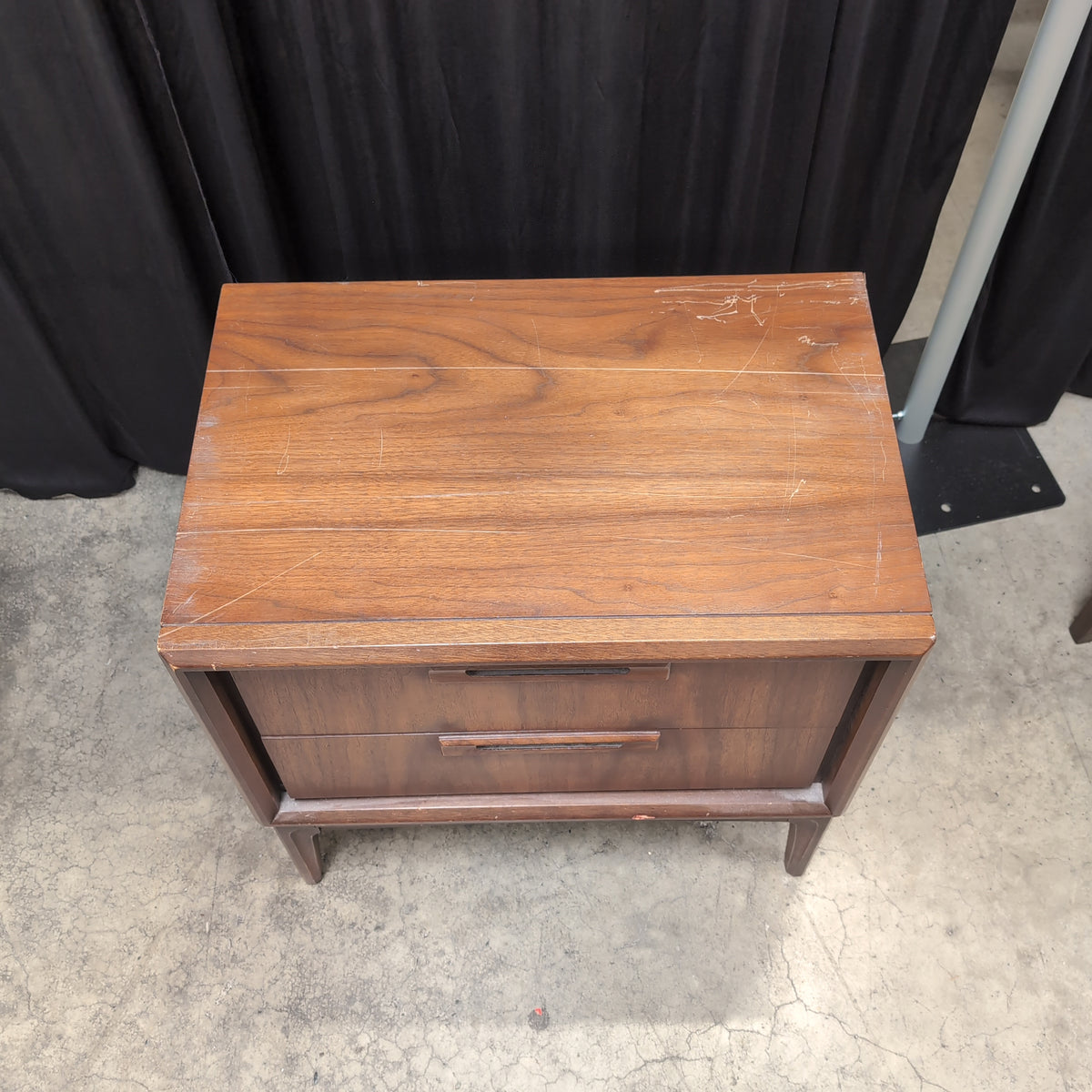 Mid-Century Modern Two-Drawer Nightstand with Integrated Pulls