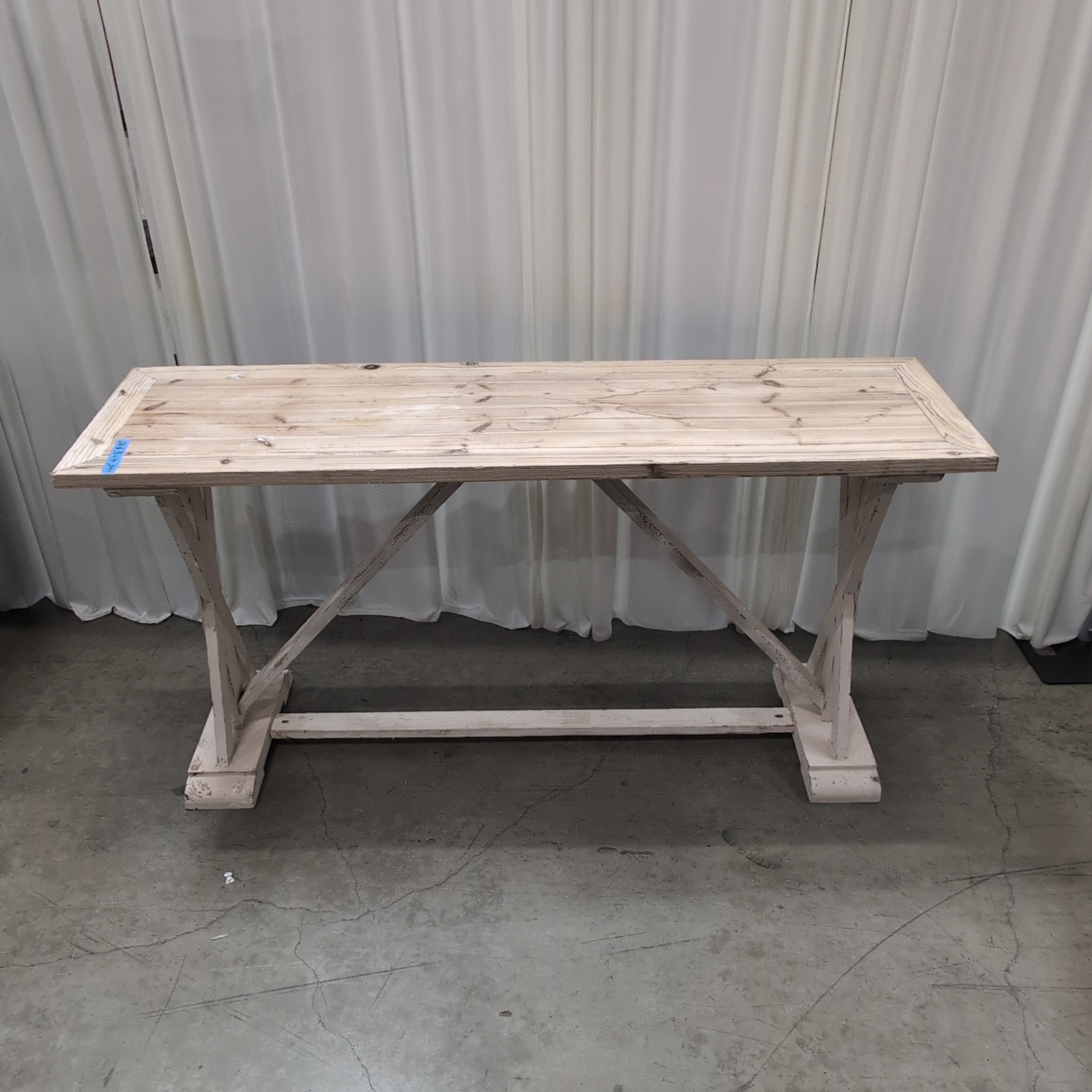 Rustic Natural Wood Console Table with Distressed Base