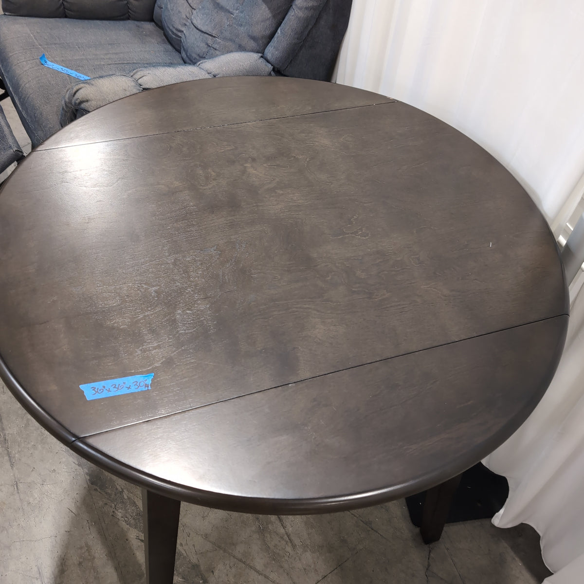 Round Dark Wood Drop Leaf Dining Table