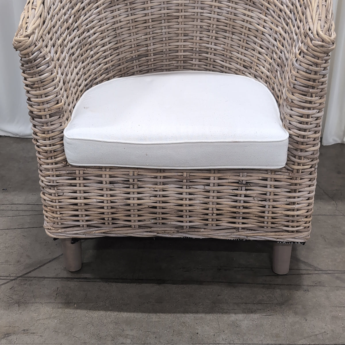 JOUR Natural Wicker Barrel Chair with Cream Cushion