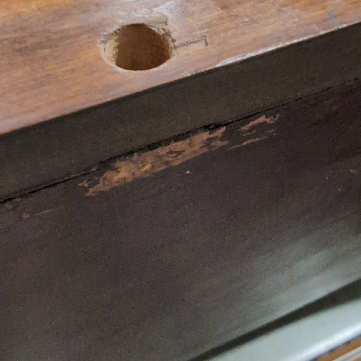 Vintage Brown Wood Three-Drawer Dresser with Carved Details