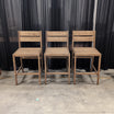 Brown Wood Slatted Back Bar Stool