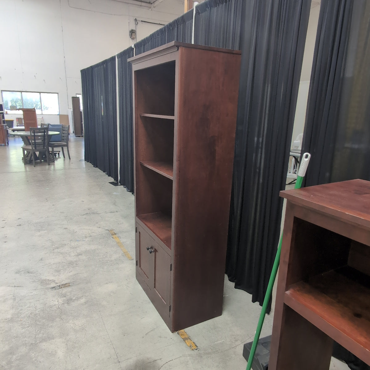 Traditional Dark Wood Bookcase with Cabinet Doors