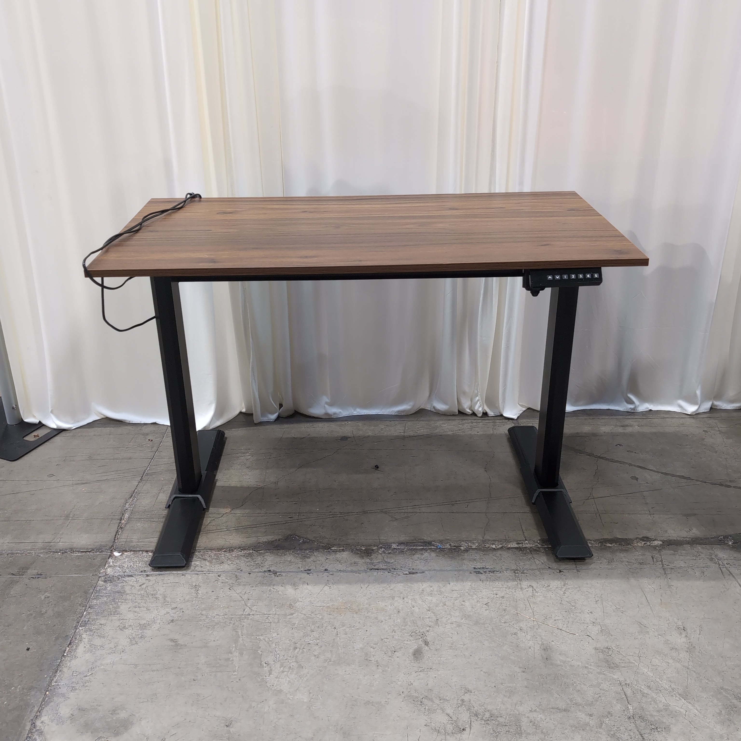 Brown Wood-Look Adjustable Height Desk with Presets