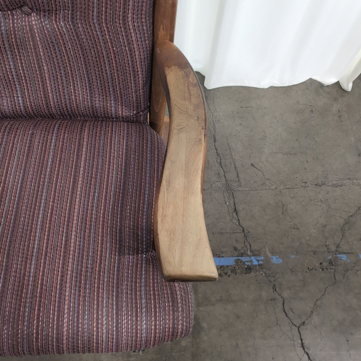 Traditional Wood Glider Rocking Chair with Striped Fabric