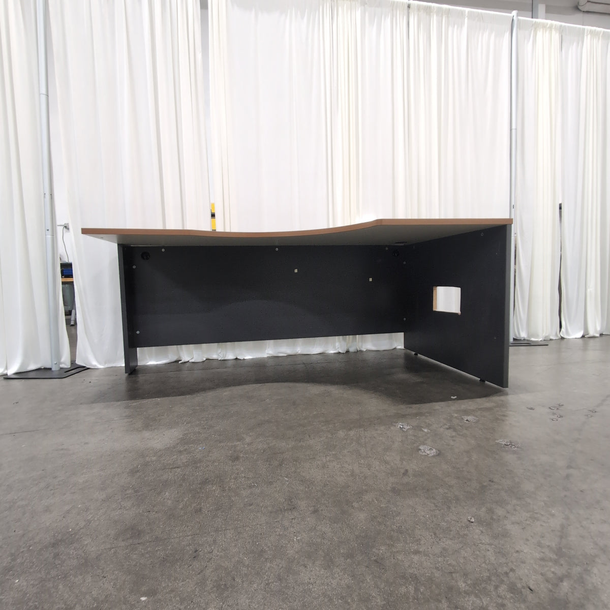 Modern Light Wood Laminate Office Desk with Curved Cutout