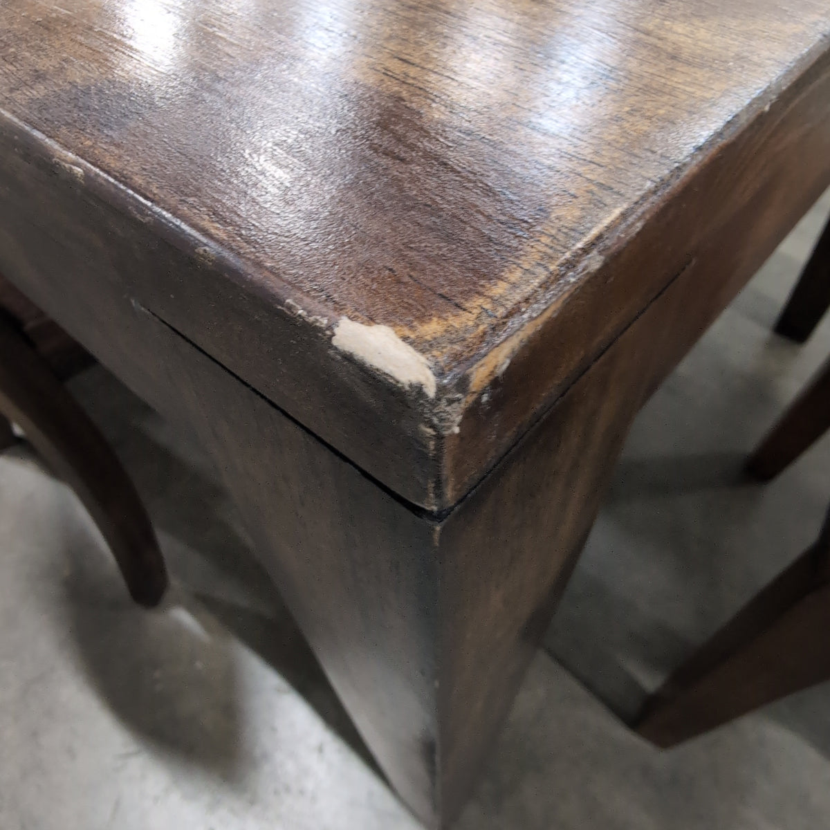 Dark Wood Rectangular Dining Table with Stone Inserts