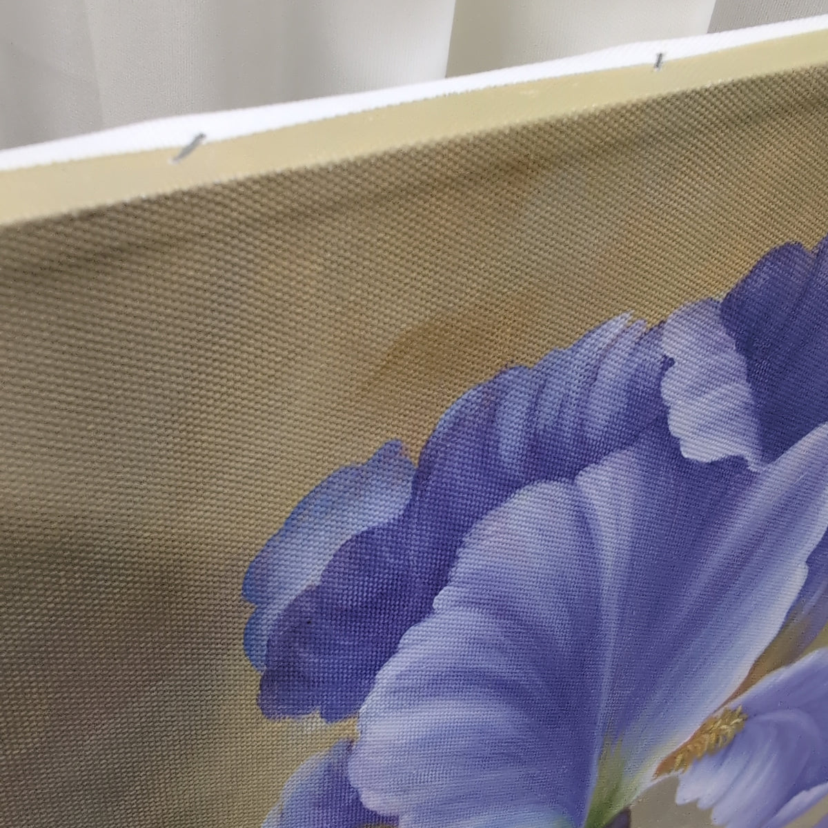 S.T. Castro Blue Iris Floral Painting on Canvas