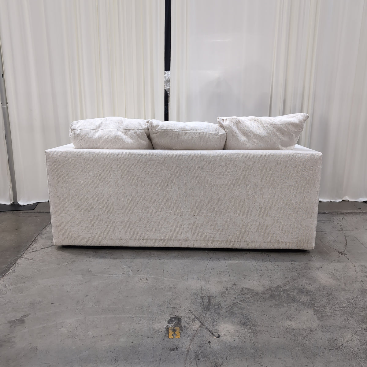 Off-White Boxy Arm Couch in Textured Fabric