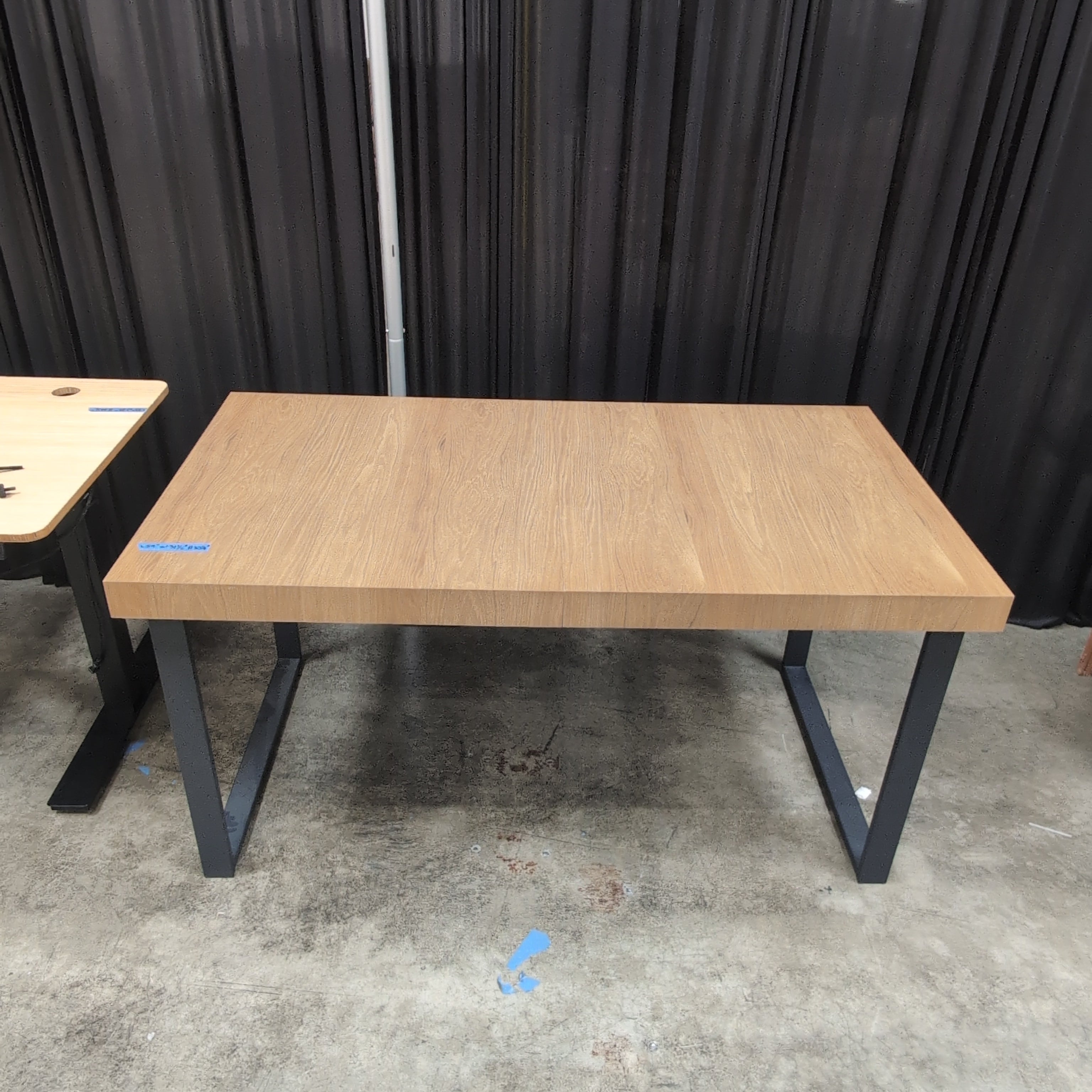 Modern Natural Wood Tone Console Table with Dark Metal Legs