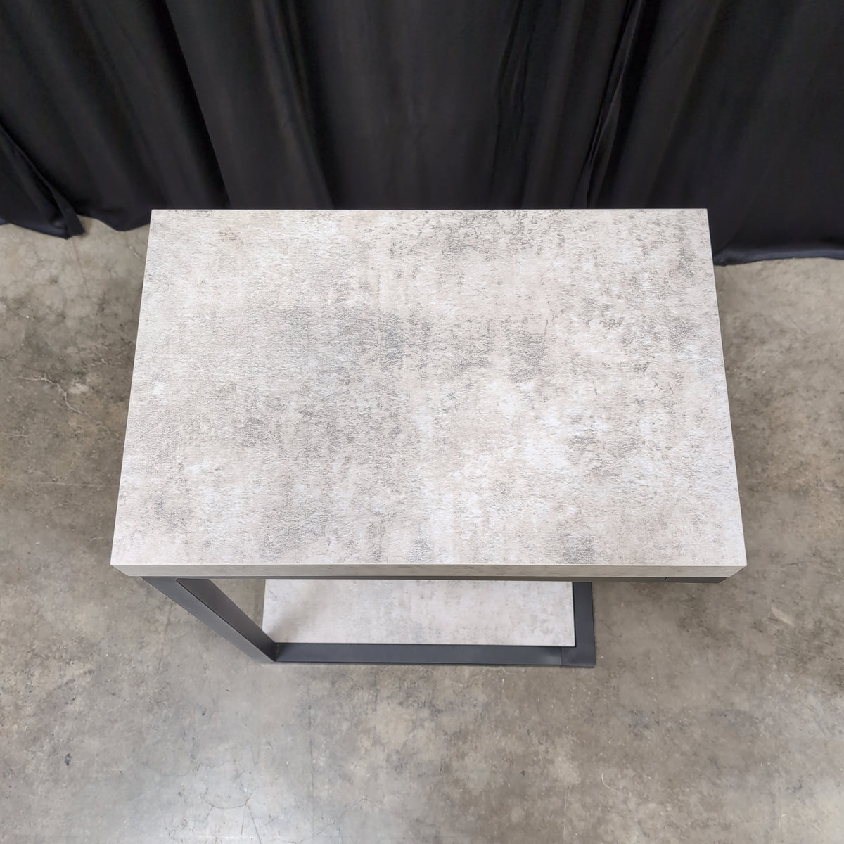 Industrial Grey Concrete-Look C-Shaped End Table