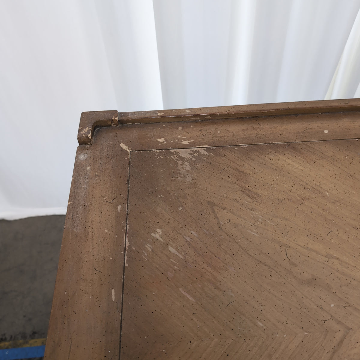 Brown Wood Two-Tier End Table with Cane Sides