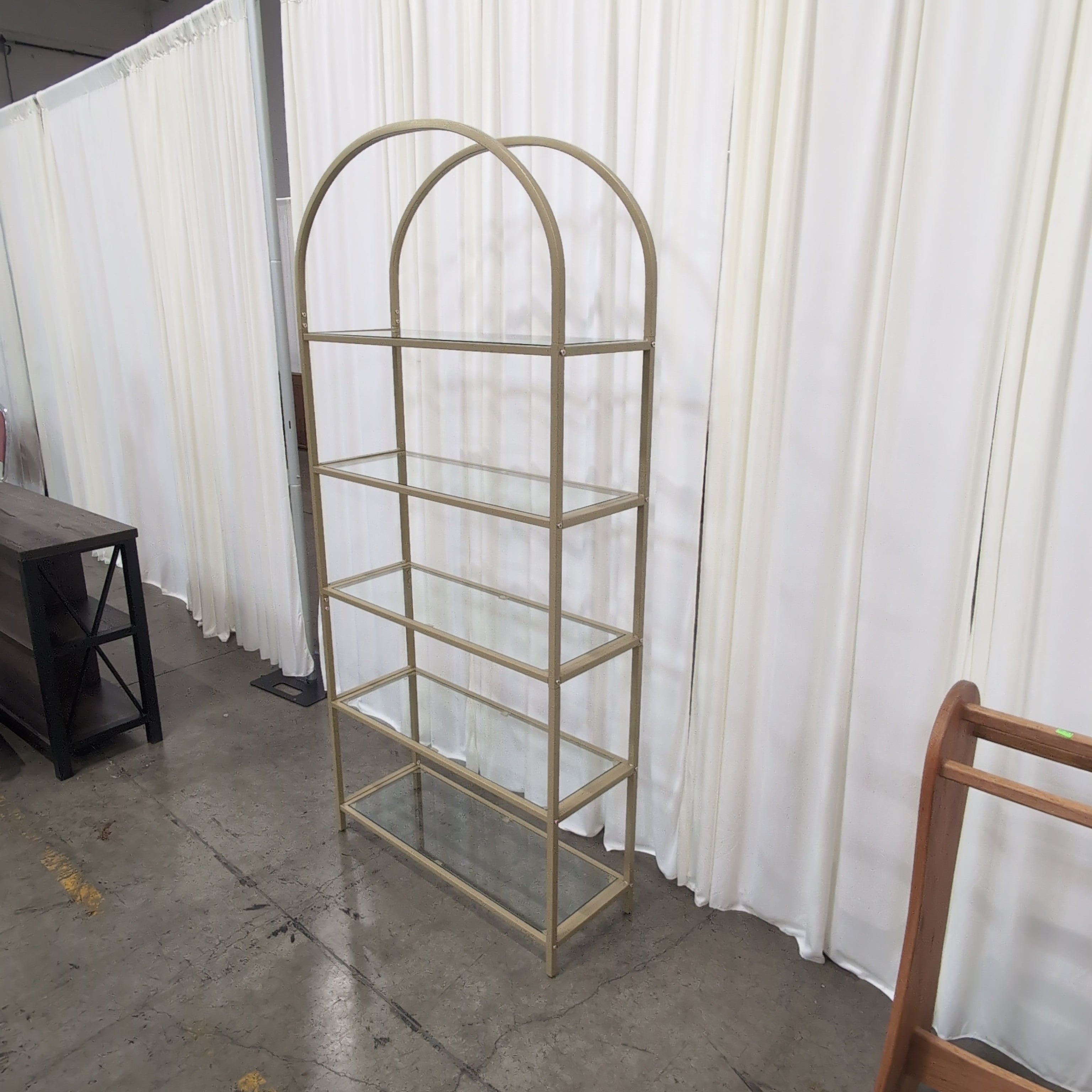 Gold Metal Arched Display Bookcase