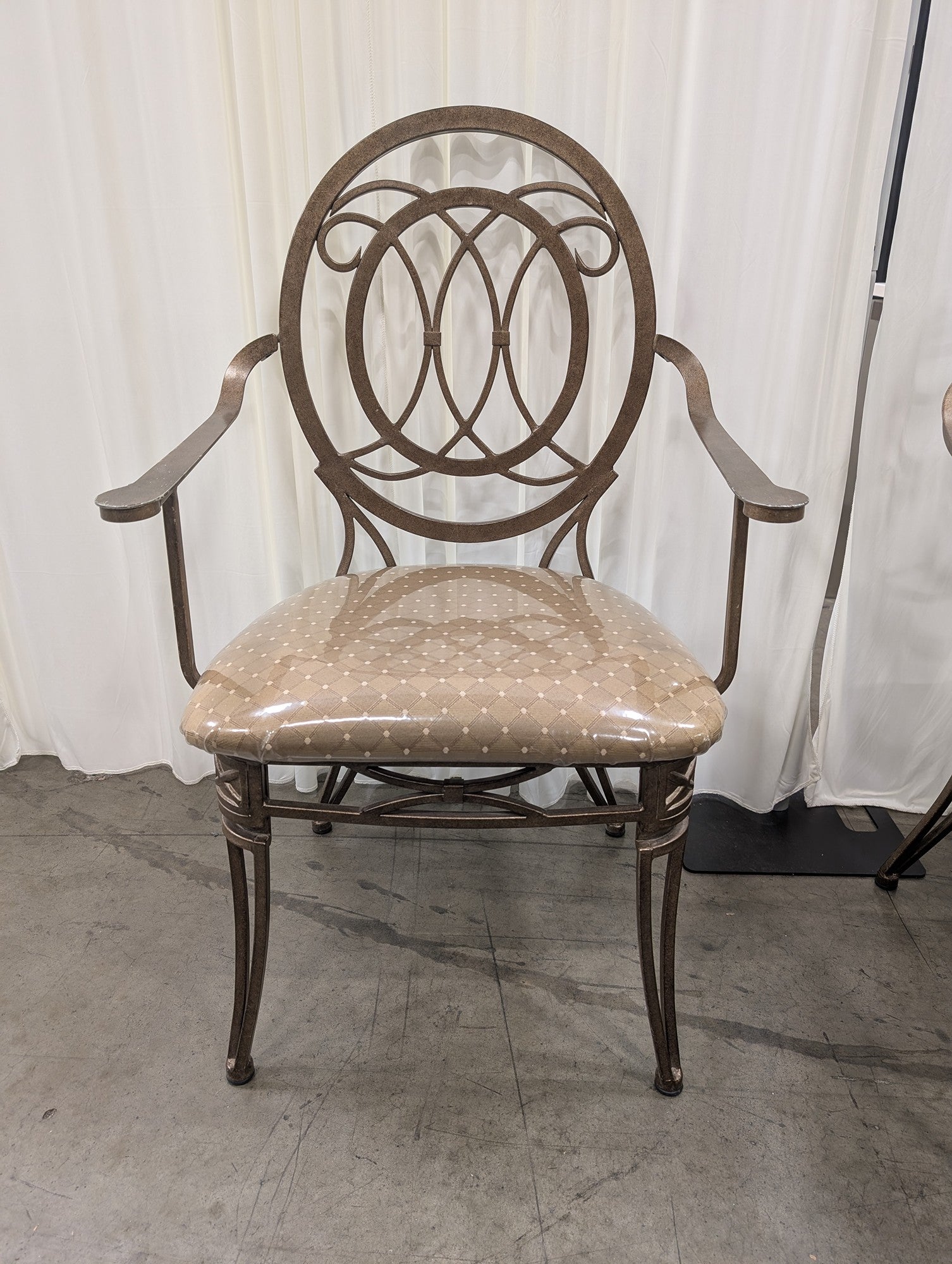 Ornate Bronze Metal Round Dining Set with Four Chairs