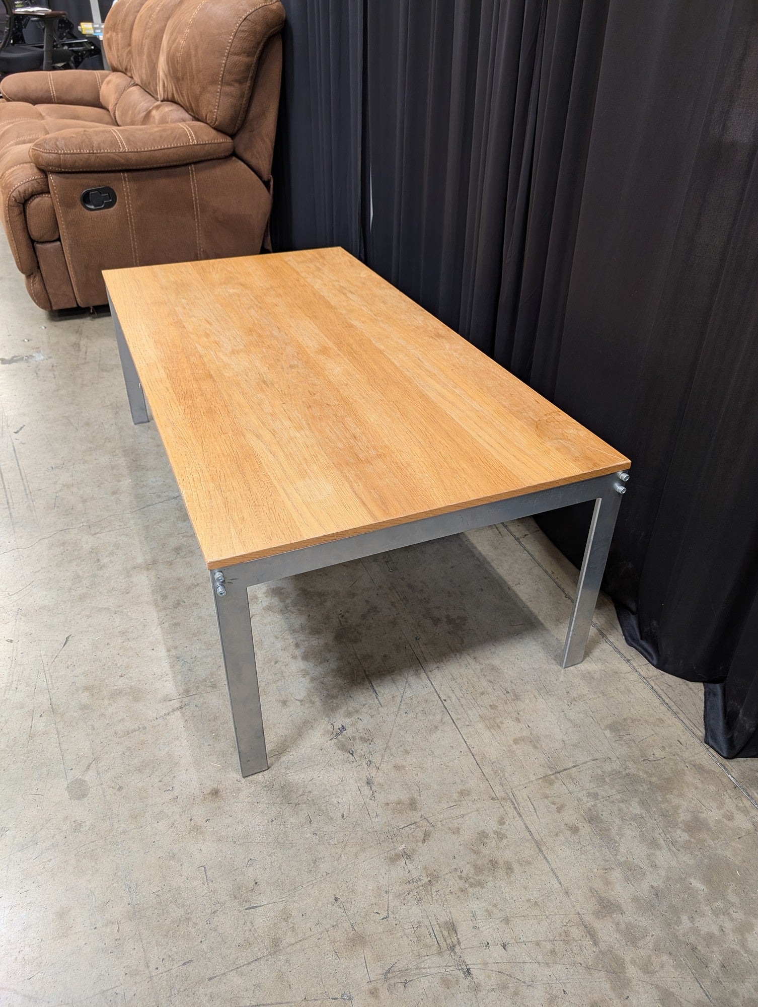 Light Wood Top Modern Coffee Table with Metal Frame