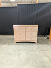 Blonde Wood Six-Compartment Storage Cabinet with Silver Pulls