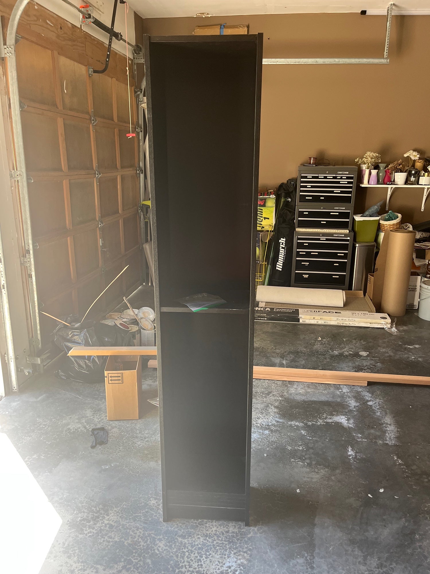 Slim Black Storage Tower with six shelves