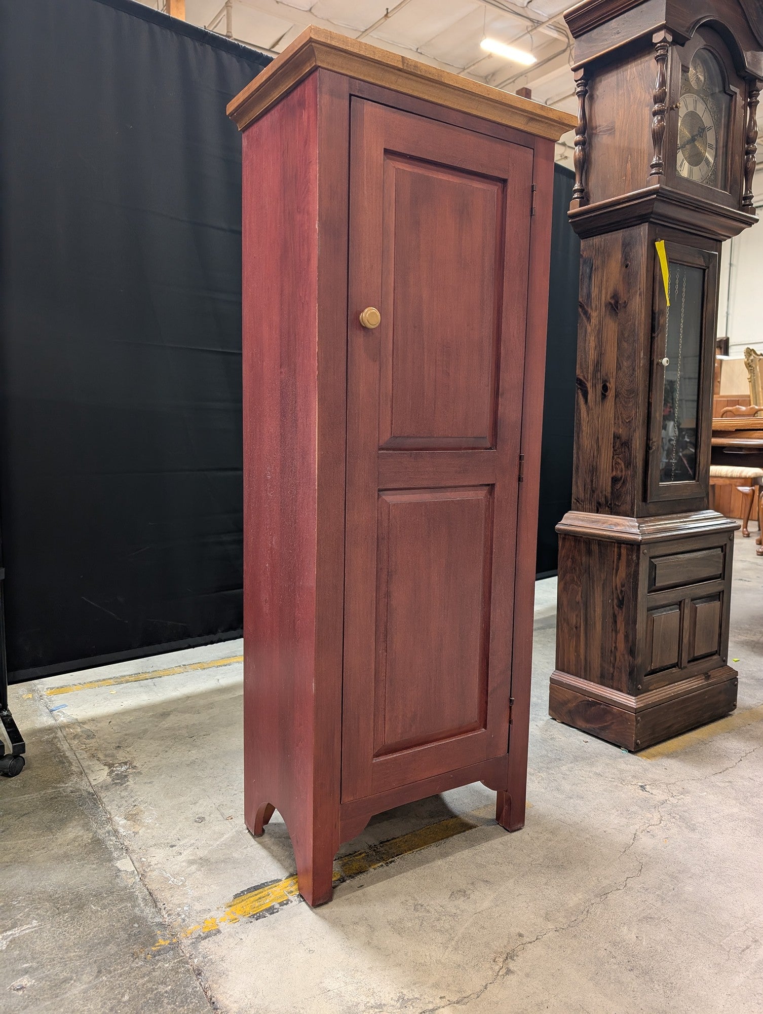 Ethan Allen Solid Wood Tall Pantry Cabinet Colonial Red Finish