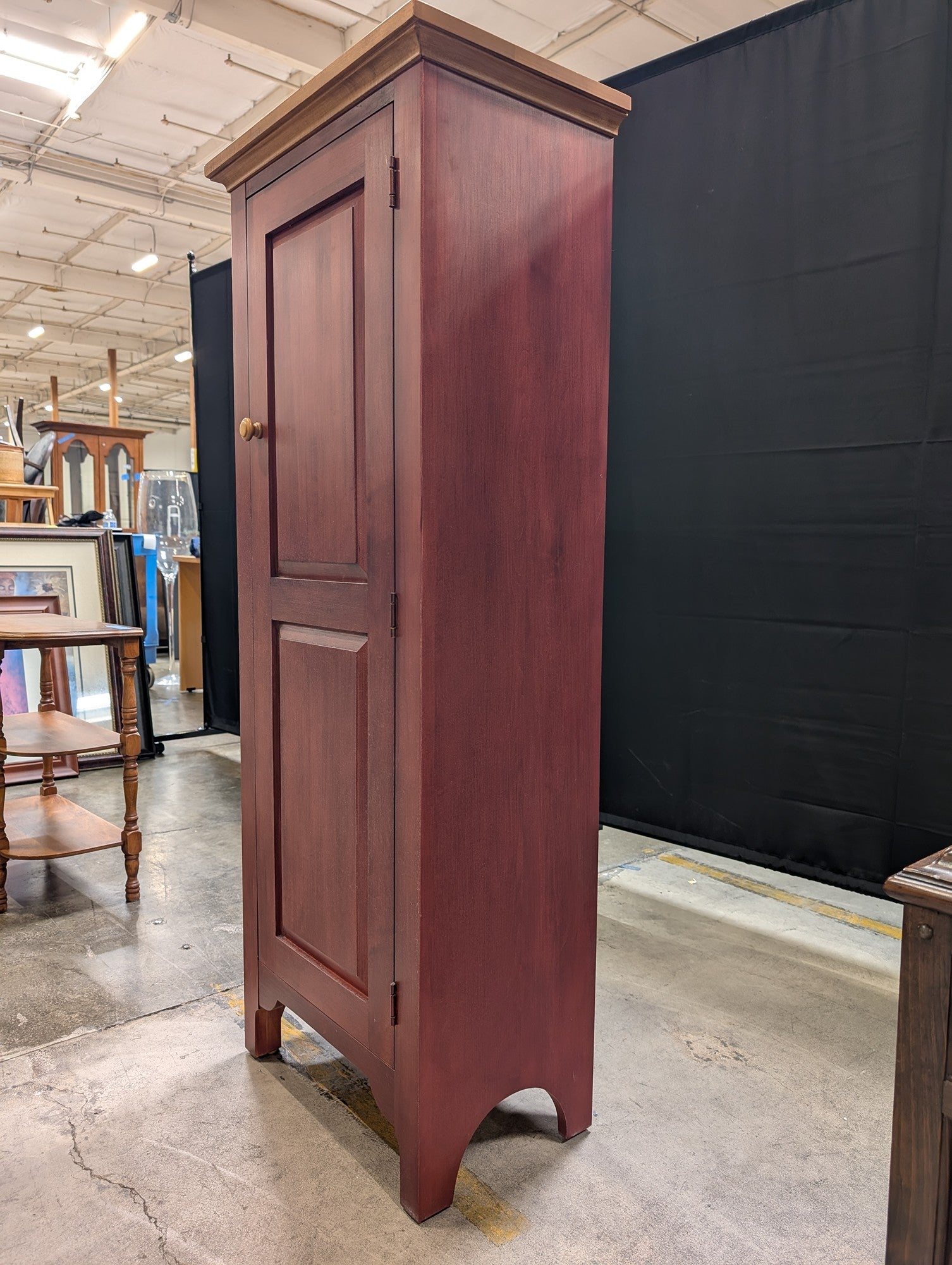 Ethan Allen Solid Wood Tall Pantry Cabinet Colonial Red Finish