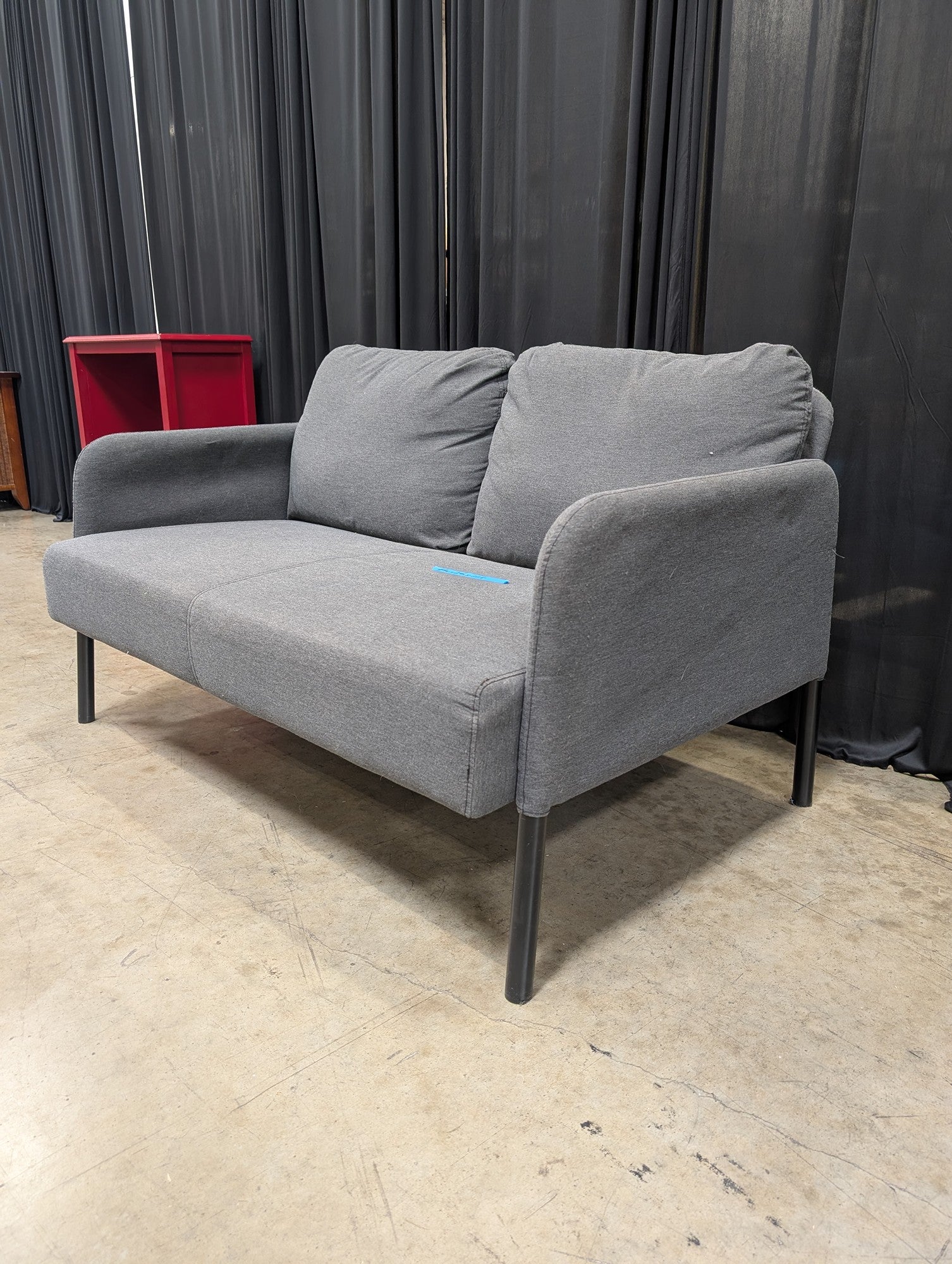 IKEA GLOSTAD Gray Fabric Loveseat with Black Legs