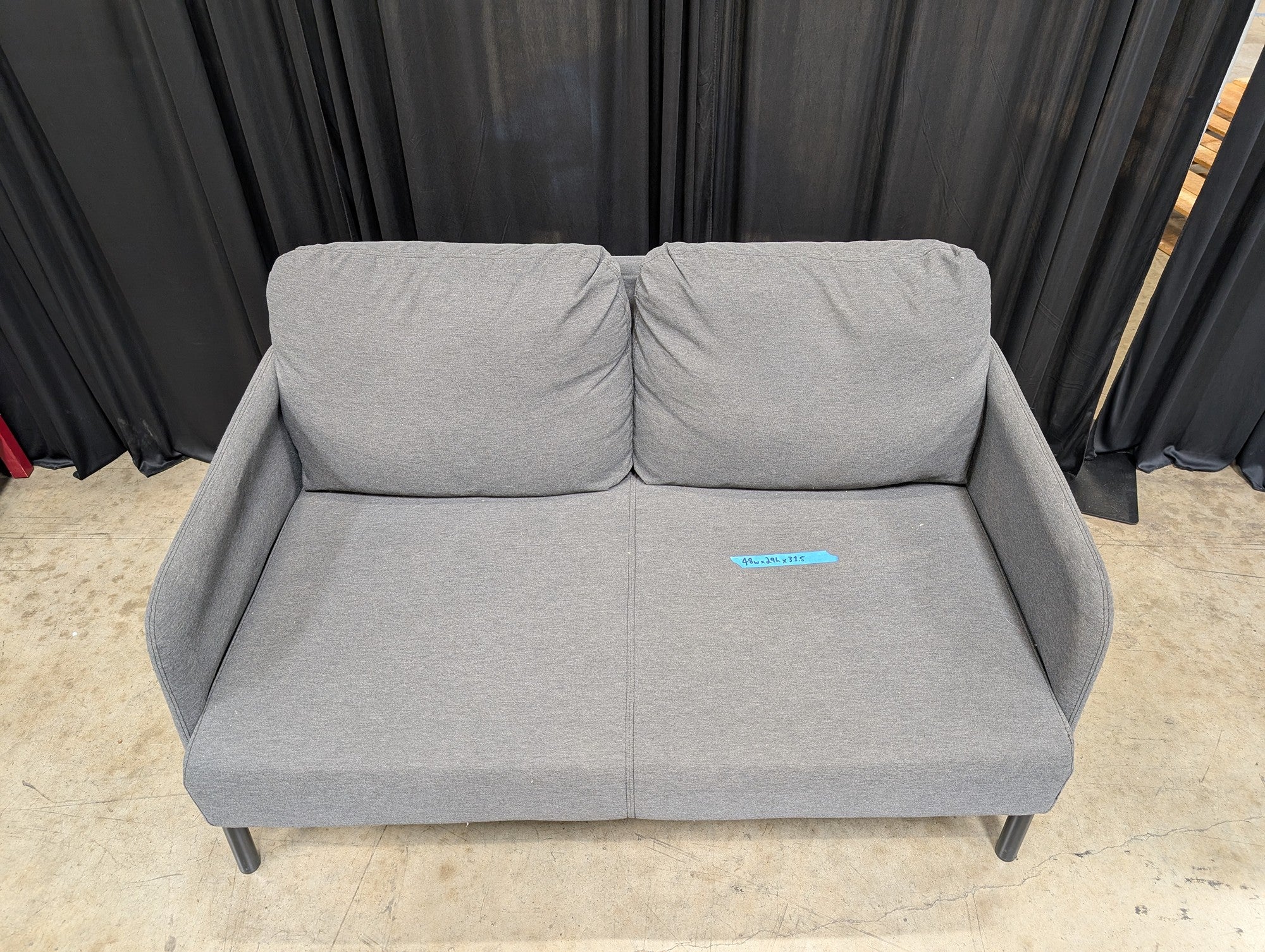 IKEA GLOSTAD Gray Fabric Loveseat with Black Legs