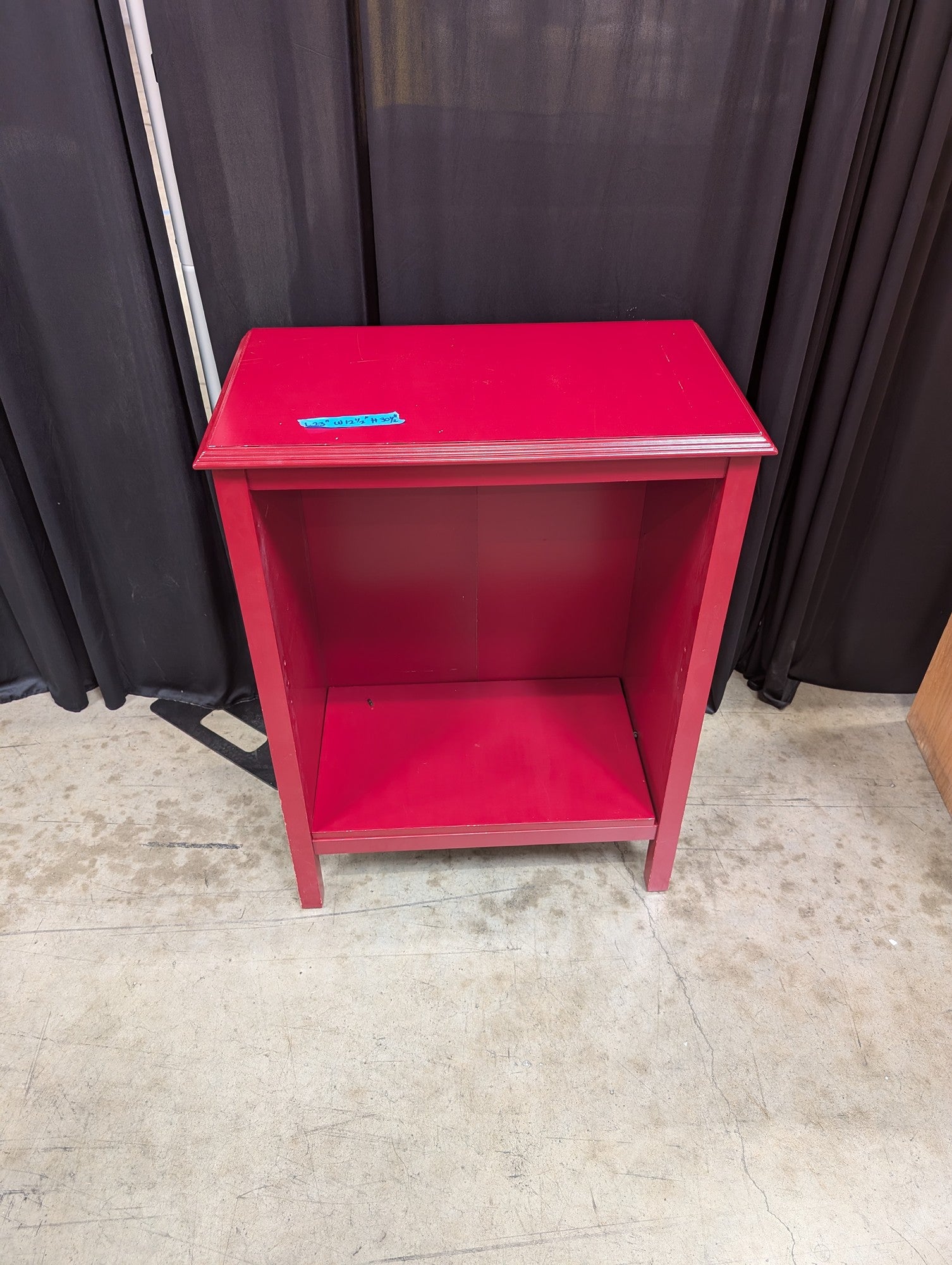 Vibrant Red Wood End Table with Open Shelf