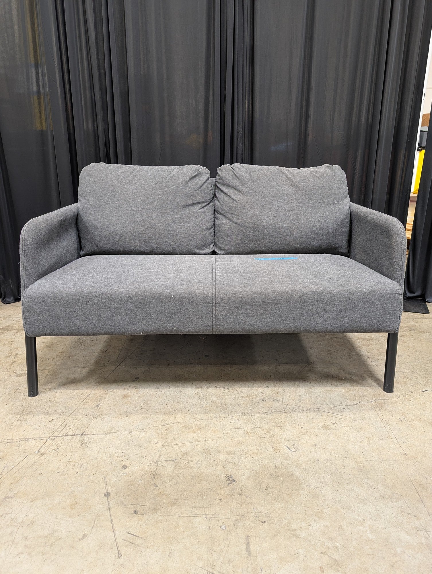 IKEA GLOSTAD Gray Fabric Loveseat with Black Legs