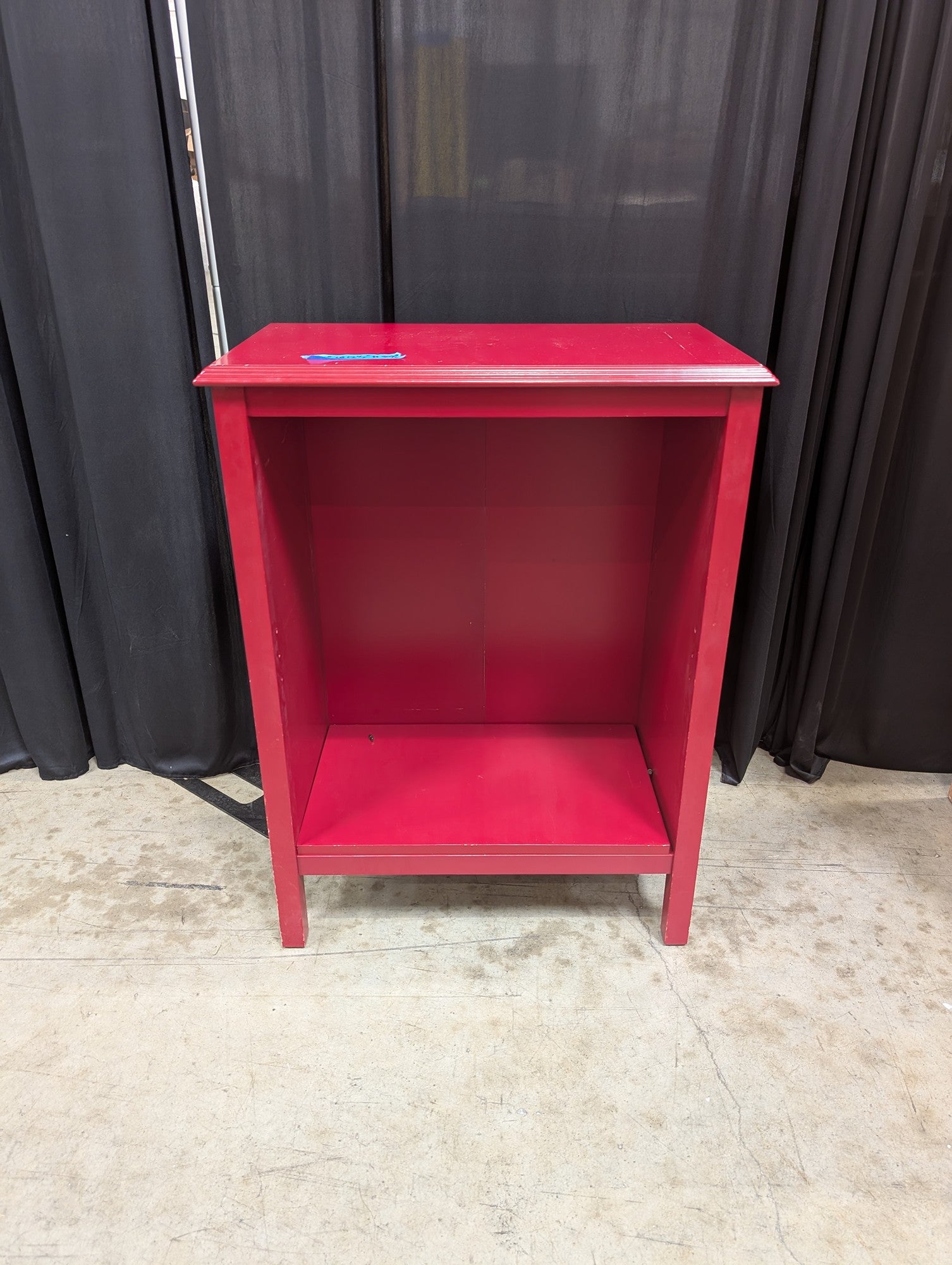 Vibrant Red Wood End Table with Open Shelf