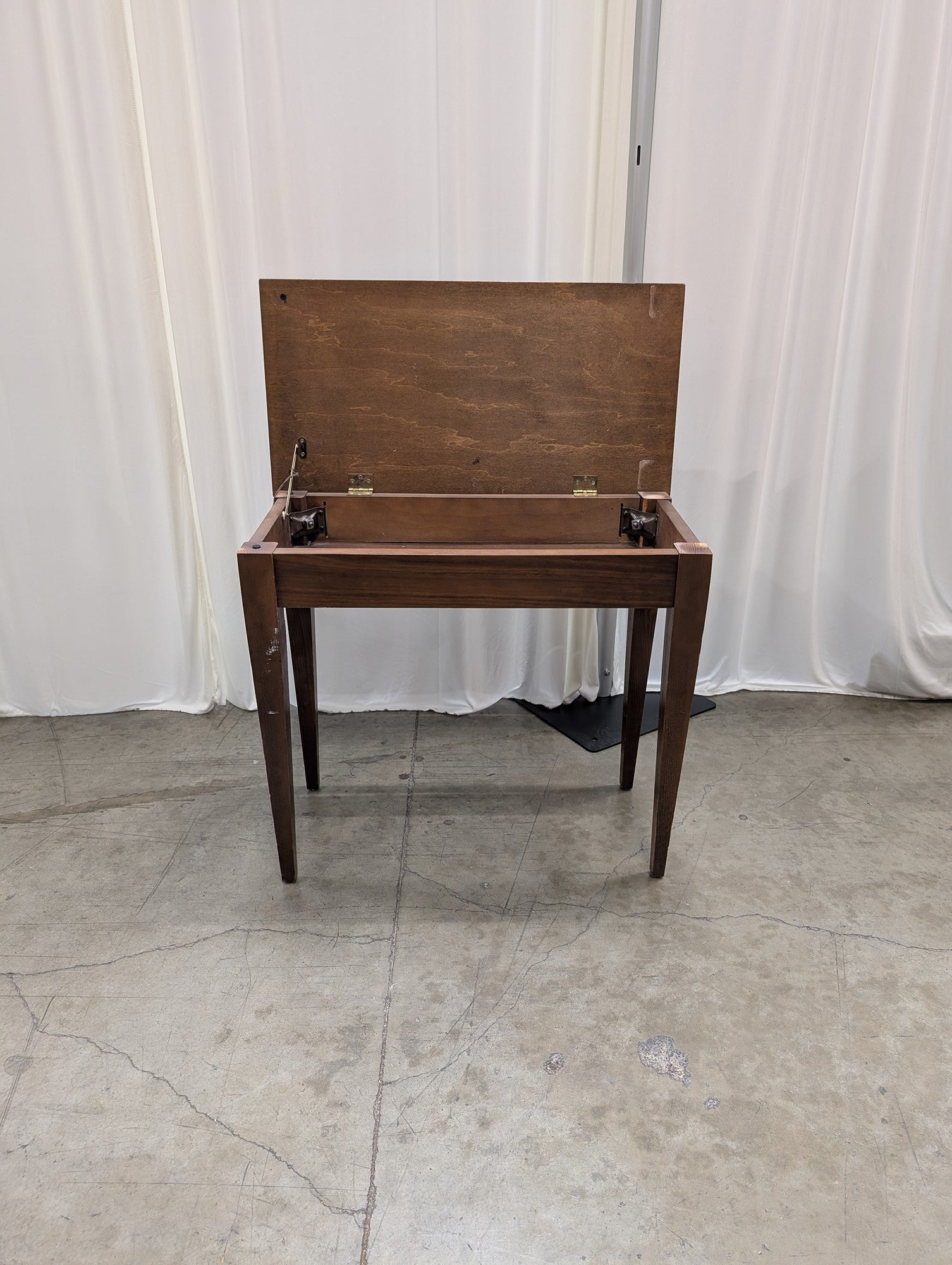 Tapered Leg Dark Wood Desk with Lift-Top Storage