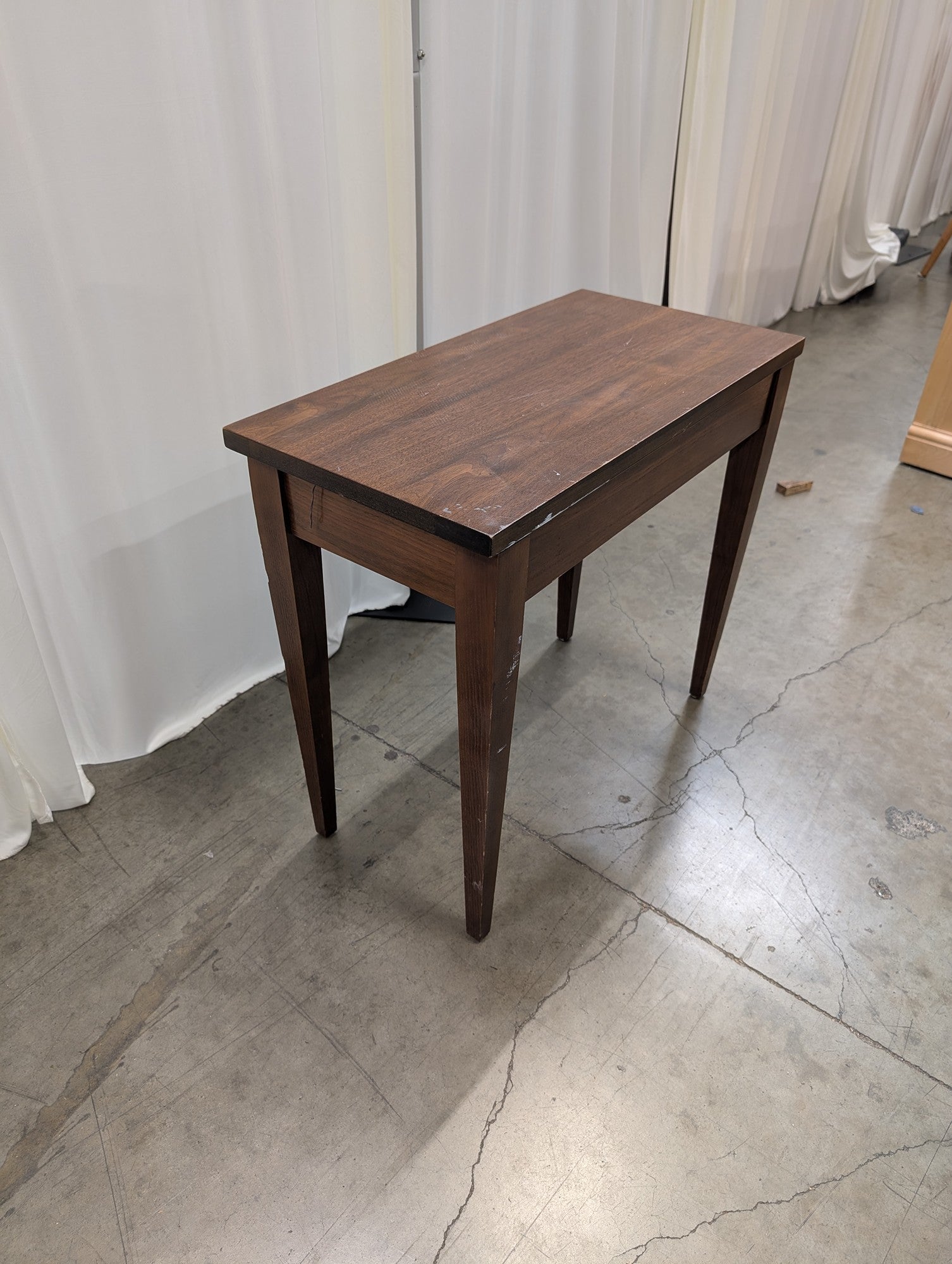 Tapered Leg Dark Wood Desk with Lift-Top Storage